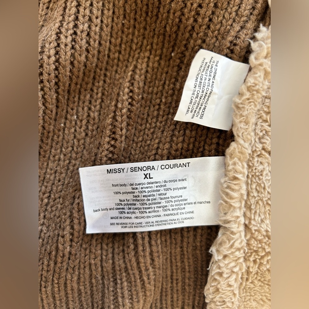 NWOT VINTAGE X AMERICA FAUX FUR LEOPARD PRINT OPEN SWEATER/JACKET. WARM, STYLISH - Picture 7 of 8